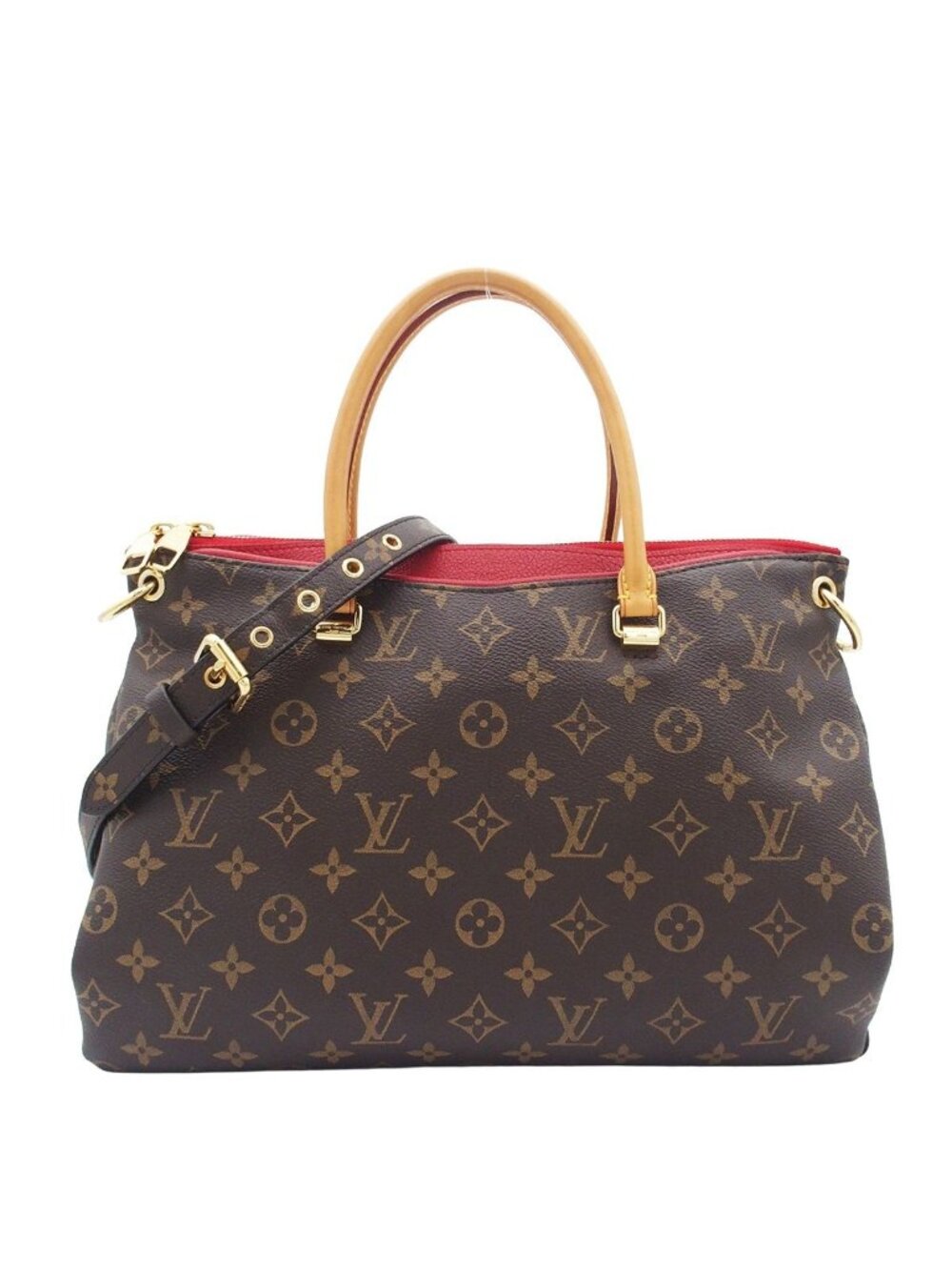 Louis Vuitton Pallas BB Cerise Brown Monogram Canvas Calfskin 2-Way Shoulder Bag
